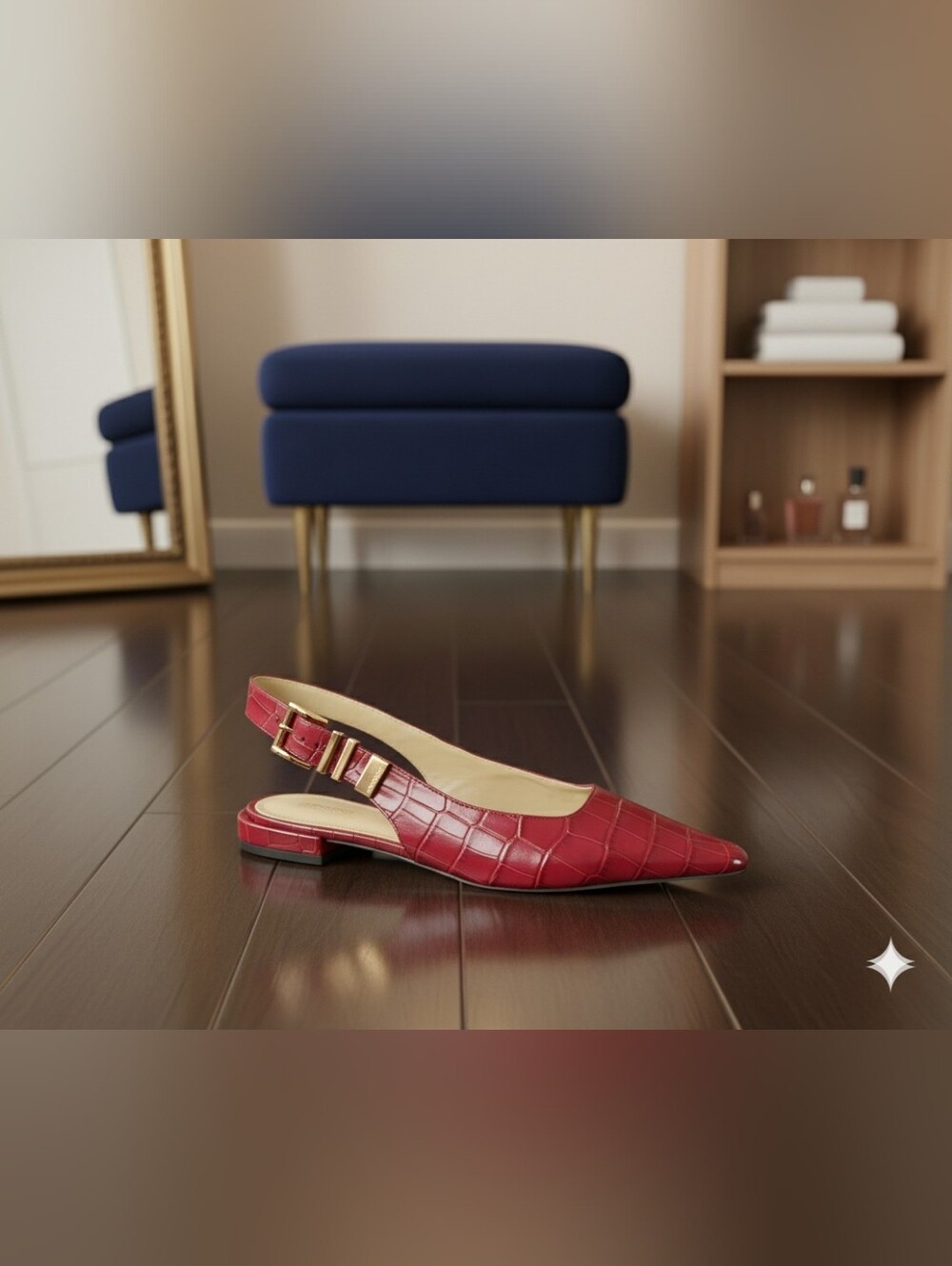 Michael Kors 'Darrington' Deep Red Croc-Embossed Slingback Flats